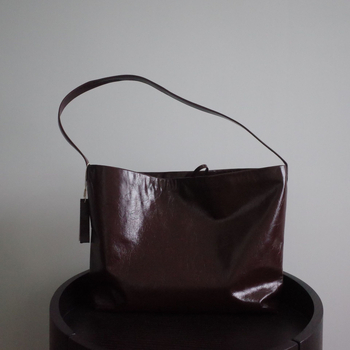 Le Orange: Nova korejska niša dizajn crossbody torba od kože s maslano-voskovim završnim slojem, svakodnevna torba za rame u bucket bag stilu, dvostruka koža
