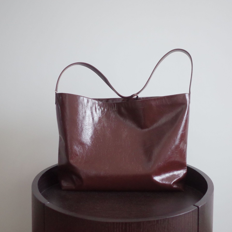 Le Orange: Nova korejska niša dizajn crossbody torba od kože s maslano-voskovim završnim slojem, svakodnevna torba za rame u bucket bag stilu, dvostruka koža
