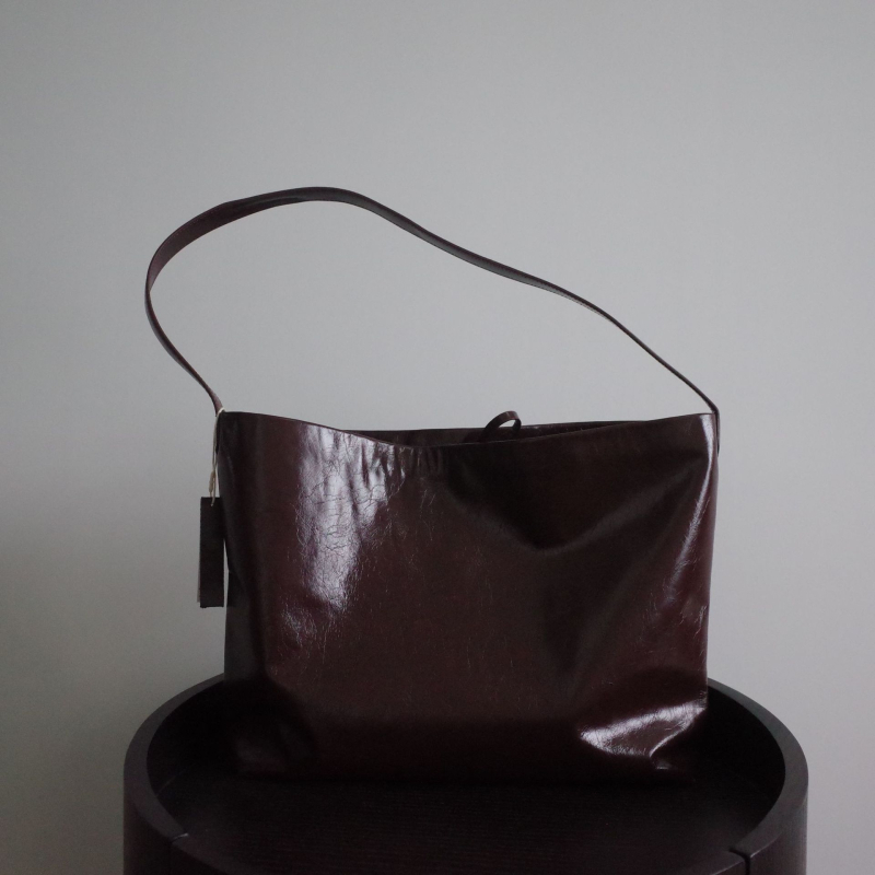 Le Orange: Nova korejska niša dizajn crossbody torba od kože s maslano-voskovim završnim slojem, svakodnevna torba za rame u bucket bag stilu, dvostruka koža