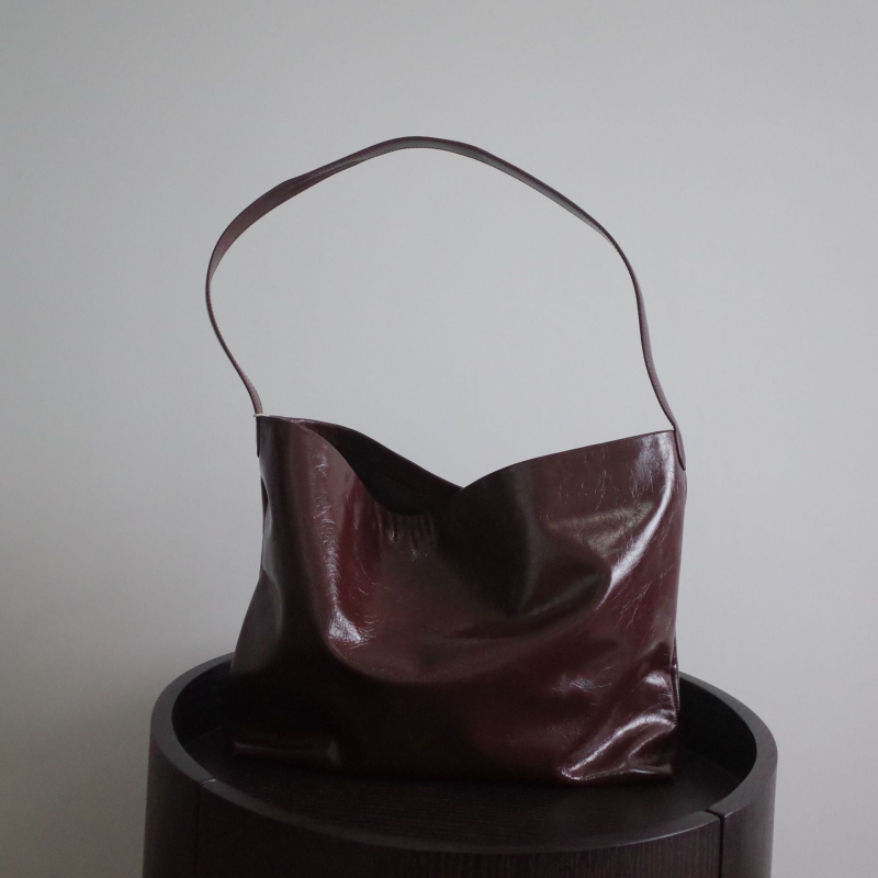 Le Orange: Nova korejska niša dizajn crossbody torba od kože s maslano-voskovim završnim slojem, svakodnevna torba za rame u bucket bag stilu, dvostruka koža