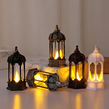 Retro šesterokutna LED lampion sa svijećom – Božić i Halloween – stolna dekoracija