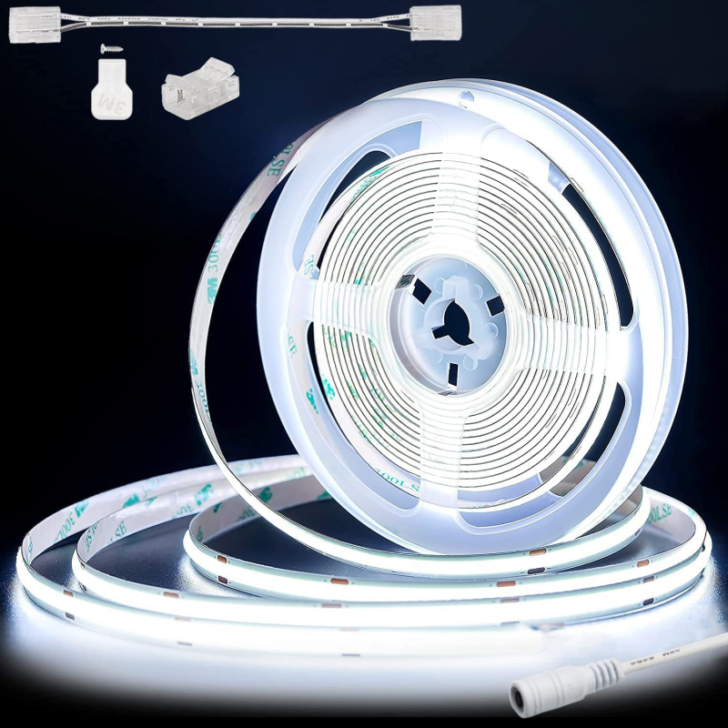 12V COB LED traka, duljine 5 m, 320 LED, 9W, s mogućnošću promjene svjetla i bežičnim pametnim upravljanjem, 180° kut snopa, pogodna za garderobe i ormariće