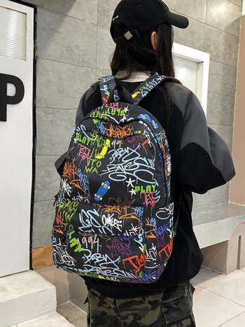 Ruksak velikog kapaciteta, graffiti stil, japanski dizajn za srednju školu, unisex