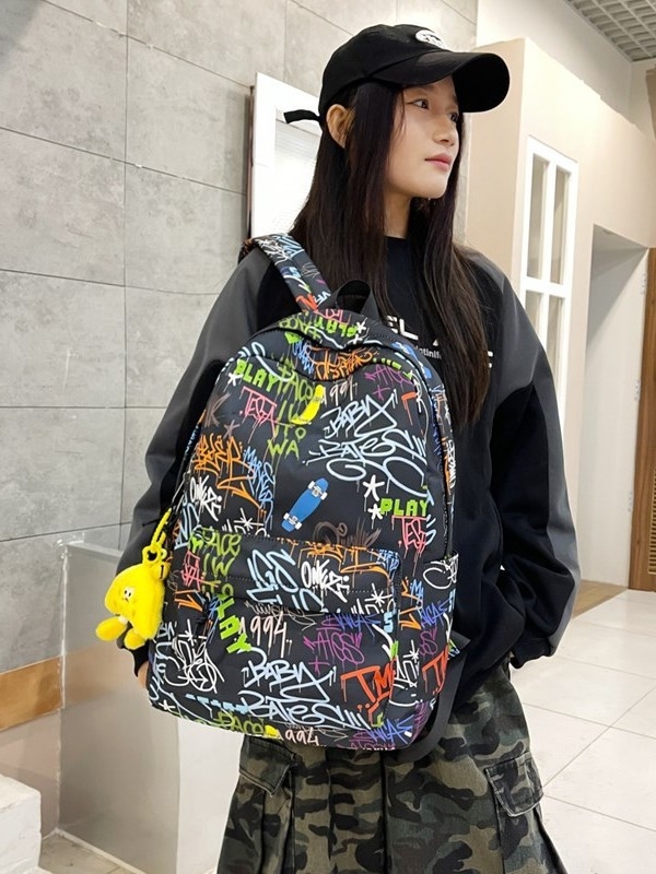 Ruksak velikog kapaciteta, graffiti stil, japanski dizajn za srednju školu, unisex