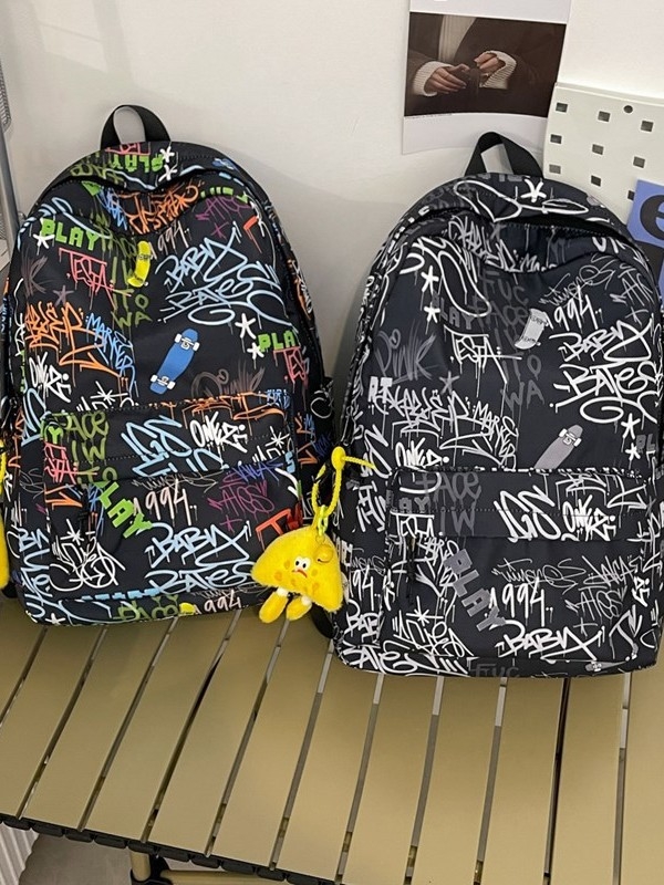 Ruksak velikog kapaciteta, graffiti stil, japanski dizajn za srednju školu, unisex