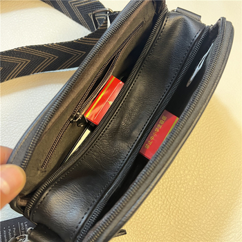 Threebox férfi válltáska színváltó csíkos mintázattal, kompakt crossbody táska poliészterből, vászon béléssel