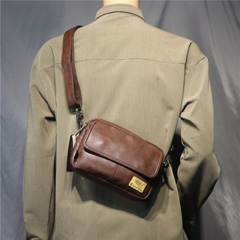 threebox Muška crossbody torba u japanskom stilu, PU horizontalna mala torba za telefon