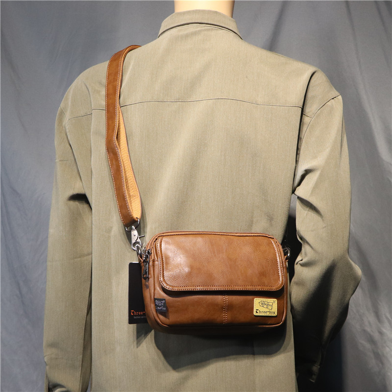 threebox Muška crossbody torba u japanskom stilu, PU horizontalna mala torba za telefon