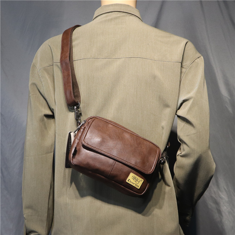 threebox Muška crossbody torba u japanskom stilu, PU horizontalna mala torba za telefon