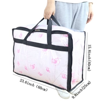 Miaona Sac de depozitare pentru cuverturi din PVC gros, transparent, cu fermoar