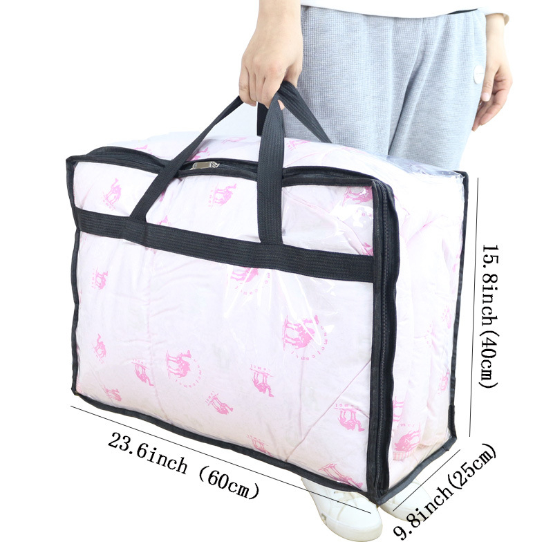 Miaona Sac de depozitare pentru cuverturi din PVC gros, transparent, cu fermoar