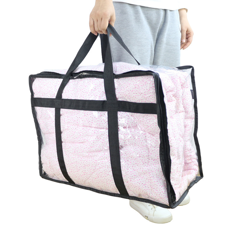 Miaona Sac de depozitare pentru cuverturi din PVC gros, transparent, cu fermoar