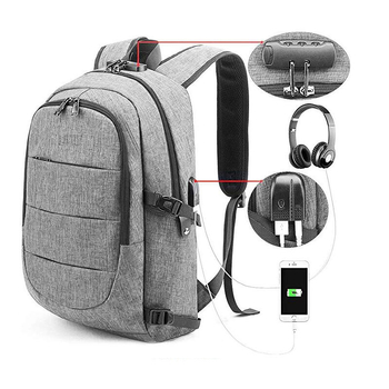 Unisex ruksak s USB priključkom za punjenje, vodootporan i otporan na krađu, pogodan za putovanja i aktivni odmor, za 14-inčni prijenosnik, kapacitet 20–35 L
