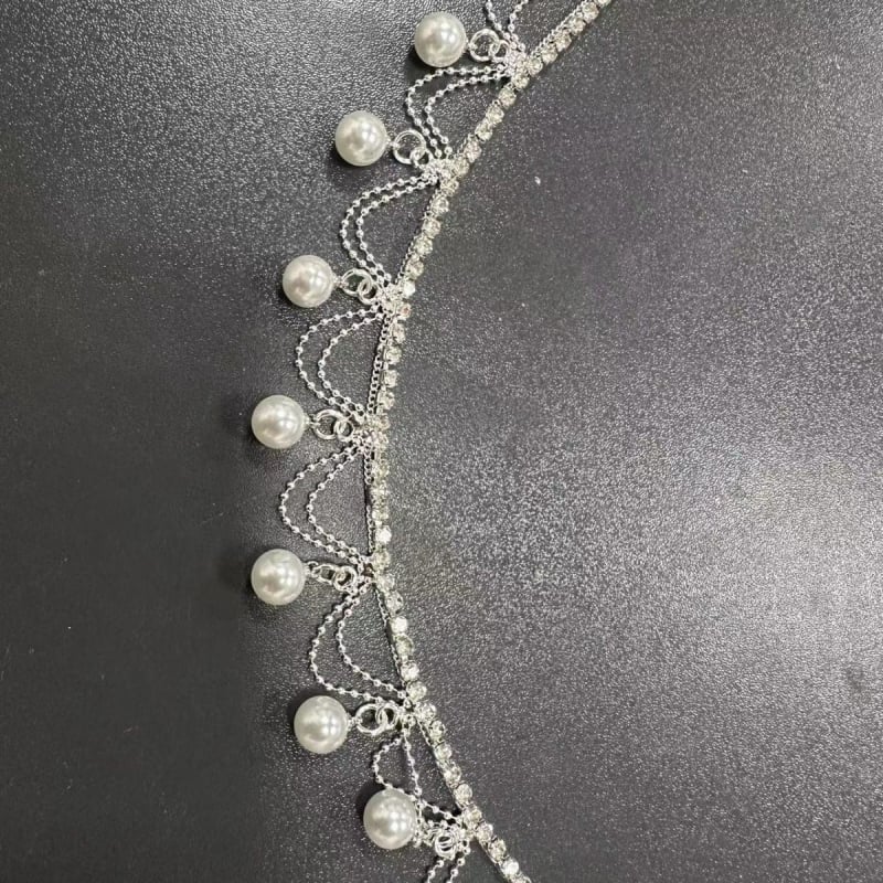 Colier nou cu lanț de perle și lanț cu pietre, cu ciucuri și cristale, lanț gheară, pentru haine și genți, accesorii DIY, versatil