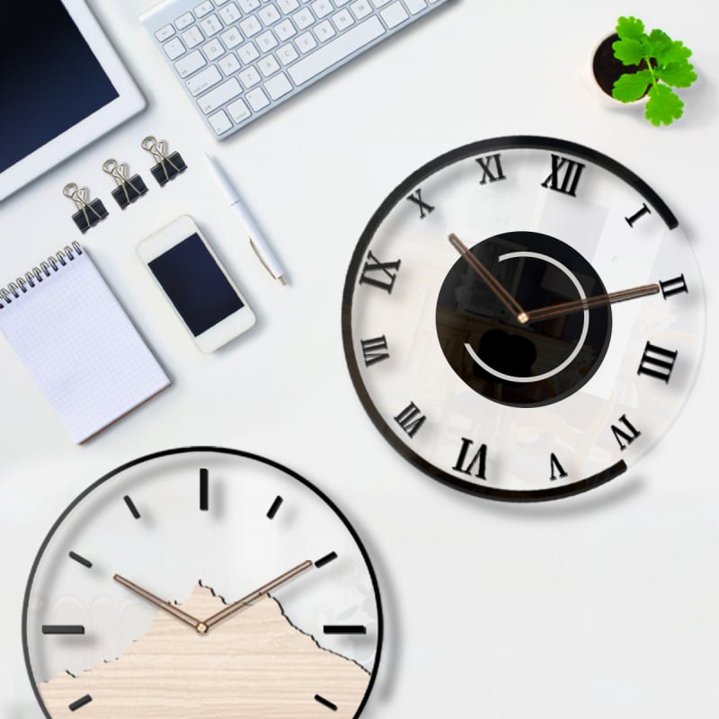 Ceas de perete din acril, în stil Ins, minimalist, cu autocolant de perete, mișcare silențioasă, decor modern