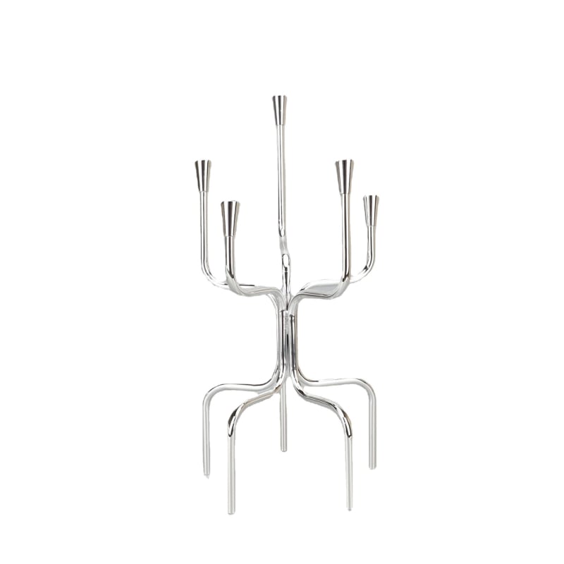 Suport de lumânări din metal cu finisaj electroplacat, design modern minimalist pentru living și birou.