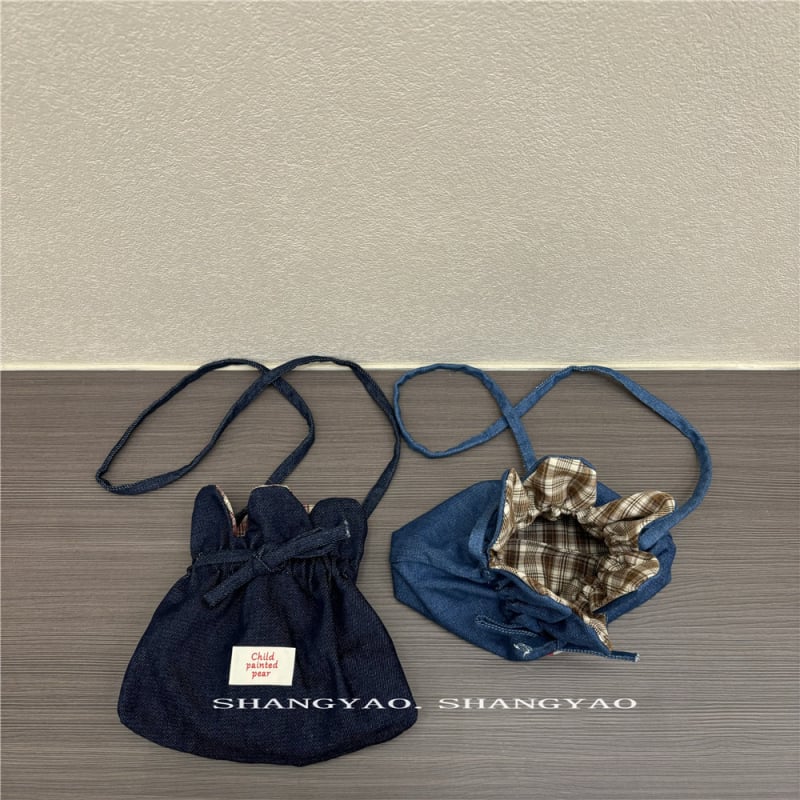 Χαριτωμένη παιδική crossbody τσάντα με φλοράλ σχέδιο, denim