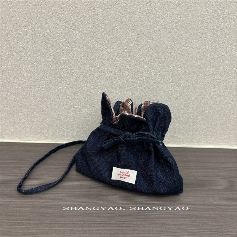 Χαριτωμένη παιδική crossbody τσάντα με φλοράλ σχέδιο, denim