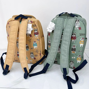 Kusuguru japanski ručno izvezeni ruksak s mačkom i francuskim buldogom, putni i školski ruksak, 20-35 L, pogodan za 12-inčni laptop