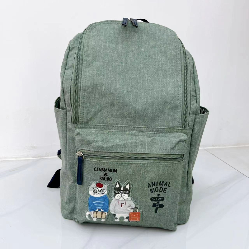Kusuguru japanski ručno izvezeni ruksak s mačkom i francuskim buldogom, putni i školski ruksak, 20-35 L, pogodan za 12-inčni laptop