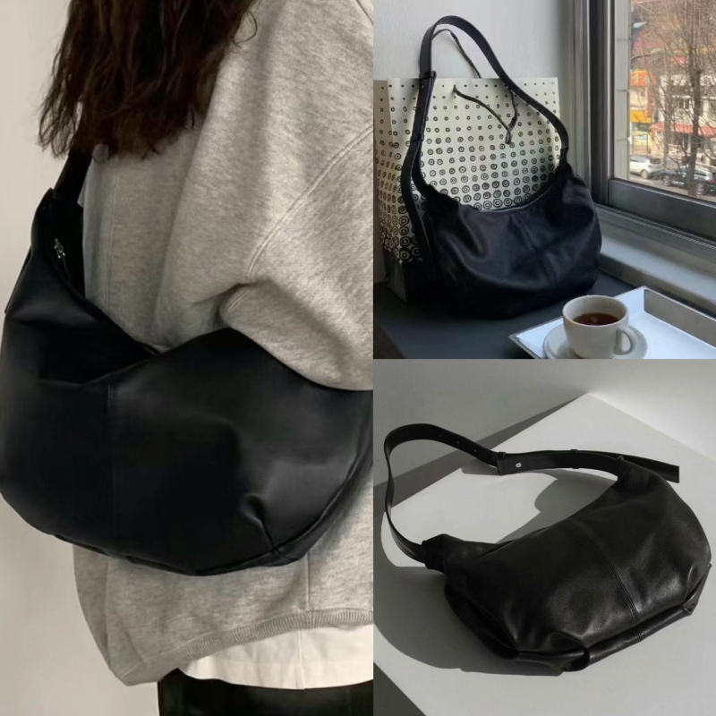 Dumpling torba od prvog sloja teleće kože, crossbody torba, prirodna koža, srednja veličina, svakodnevna uporaba za žene