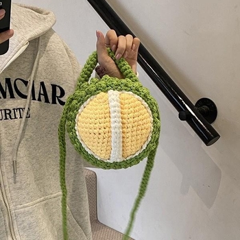 Ženska vunena torbica s motivom durian, mini okruglog oblika, crossbody torbica – za majku i dijete