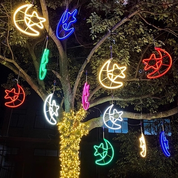 LED fleksibilna traka za vanjsku dekoraciju s motivima drveta, pahulje, petokraka zvijezda i Mjeseca; vodootporna.