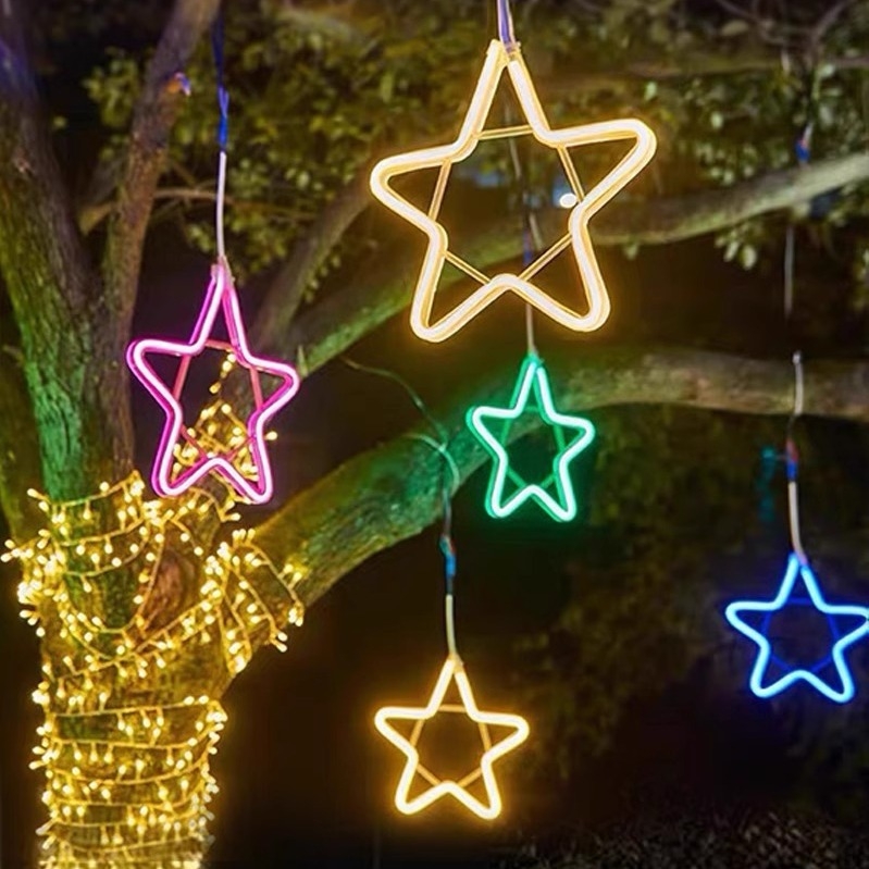 LED fleksibilna traka za vanjsku dekoraciju s motivima drveta, pahulje, petokraka zvijezda i Mjeseca; vodootporna.