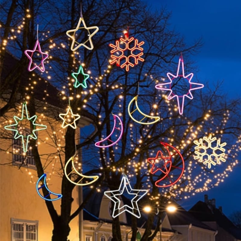 LED fleksibilna traka za vanjsku dekoraciju s motivima drveta, pahulje, petokraka zvijezda i Mjeseca; vodootporna.