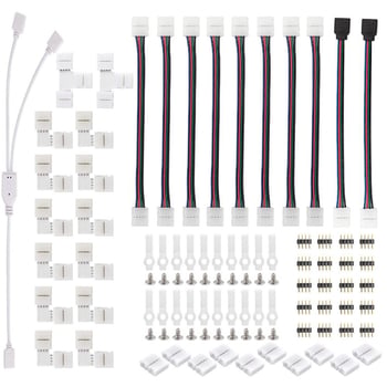 5050 RGB LED лента с безпайкова връзка и фиксиращ клип - кабелен комплект аксесоари