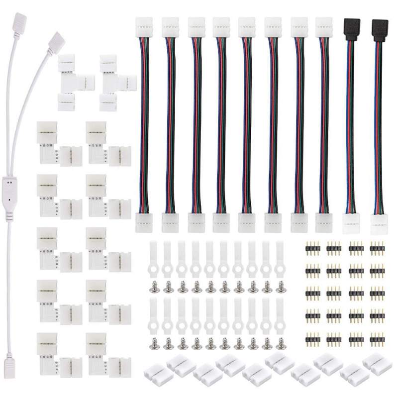 5050 RGB LED лента с безпайкова връзка и фиксиращ клип - кабелен комплект аксесоари