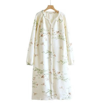 Pijamale de maternitate din bumbac ușor, pentru toamnă și iarnă, set din două piese cu fustă și pantaloni, pentru alăptare și perioada postpartum