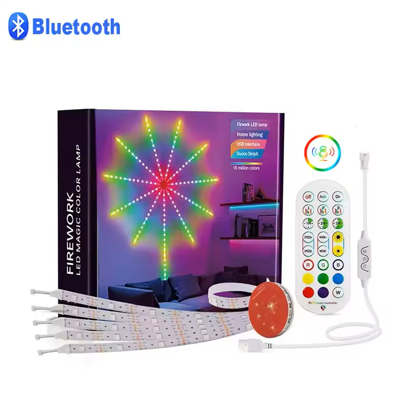 LED vatromet traka za osvjetljenje s mobilnom aplikacijom i glazbom, 5V RGB tekuće boje, zvjezdano nebo – dekorativno ambijentalno osvjetljenje