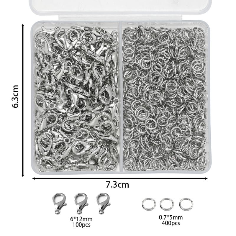 Set materiale pentru realizarea brățărilor DIY cu încuietoare lobster, buclă simplă