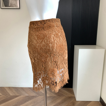 Xifeng midi suknja od čipke s uzorkom ananasa, elegantna uredska suknja