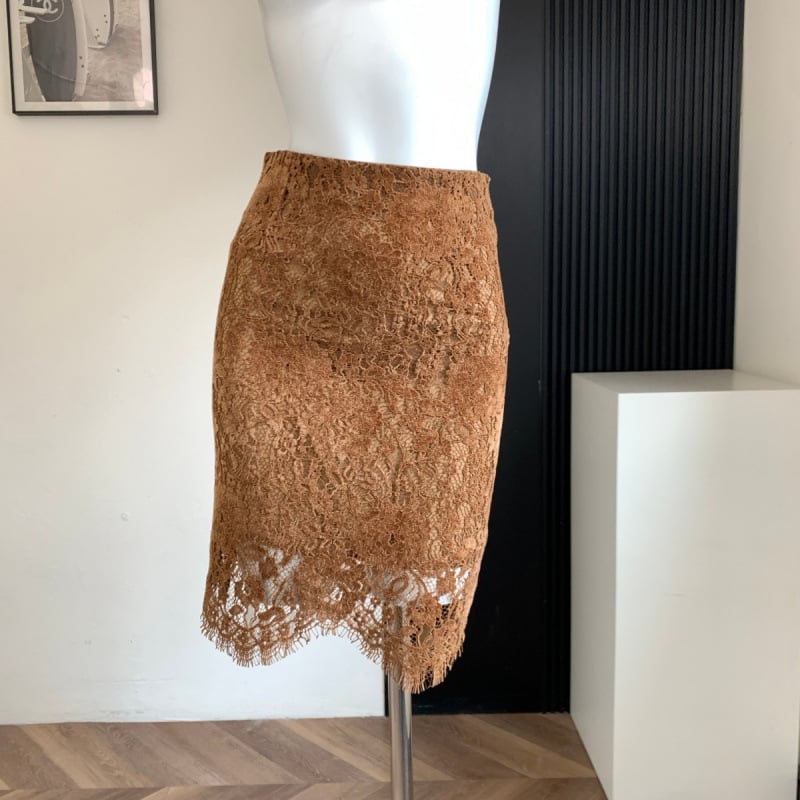 Xifeng midi suknja od čipke s uzorkom ananasa, elegantna uredska suknja