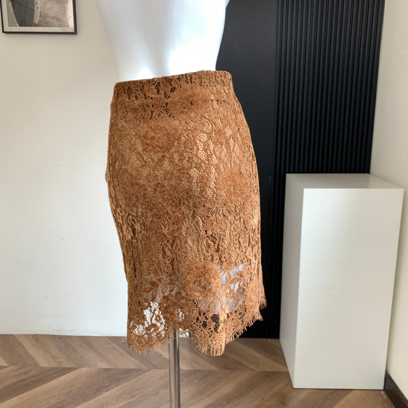 Xifeng midi suknja od čipke s uzorkom ananasa, elegantna uredska suknja
