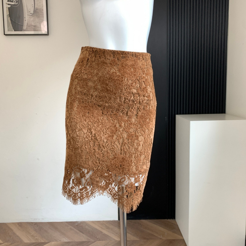 Xifeng midi suknja od čipke s uzorkom ananasa, elegantna uredska suknja