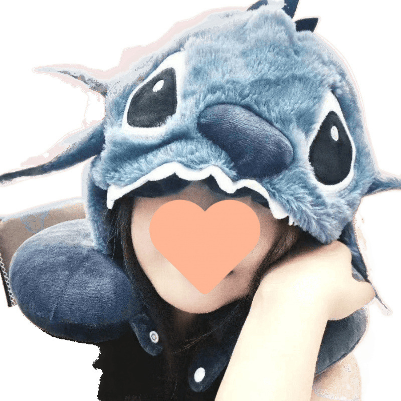 Pernă cervicală cu glugă Stitch, desen animat, umplută cu bumbac