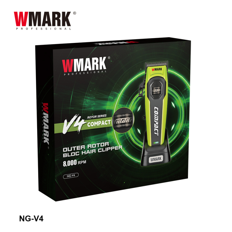 Wmark κλιπέρ μαλλιών με εξωτερικό ρότορα χωρίς ψήκτρες, 8000 RPM, λεπίδα DLC, κεφαλί λίπανσης, gradient φινίρισμα, επαγγελματικό εργαλείο κομμωτικής