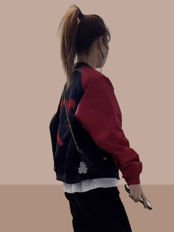 Jakna za proljeće i jesen za sitnu figuru, s patch-ovima srca, casual sportski stil
