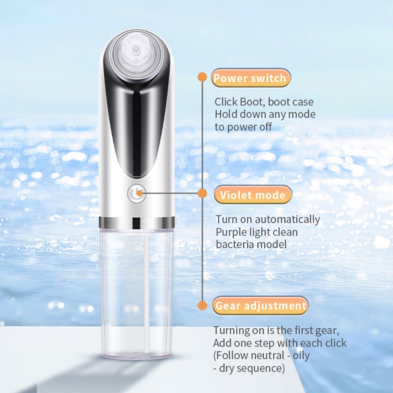 Curățitor facial electric cu circulație de apă cu bule mici, îndepărtare puncte negre, portabil și reîncărcabil