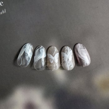 Tomoni Διαφανή μαύρο-λευκά καπνιστά αυτοκόλλητα νυχιών, ιαπωνικού στυλ, 5D, λεπτή ανθεκτική κόλλα
