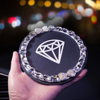 Pad decorativ pentru bordul mașinii, cu inserții diamantate, antiderapant, pentru interiorul auto și telefon