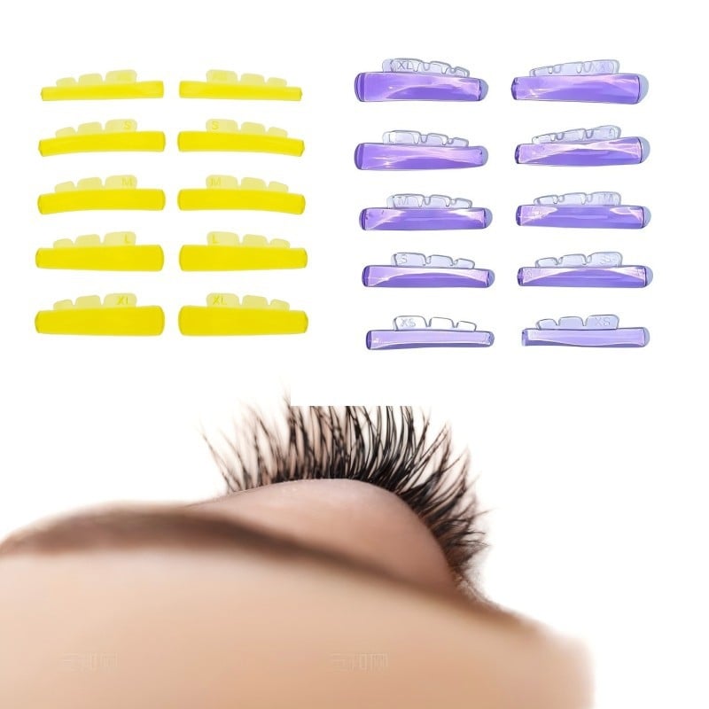 Set autoadeziv nou: 5 perechi de tampoane zimțate pentru permul de gene, tampoane din silicon cu keratină și gel