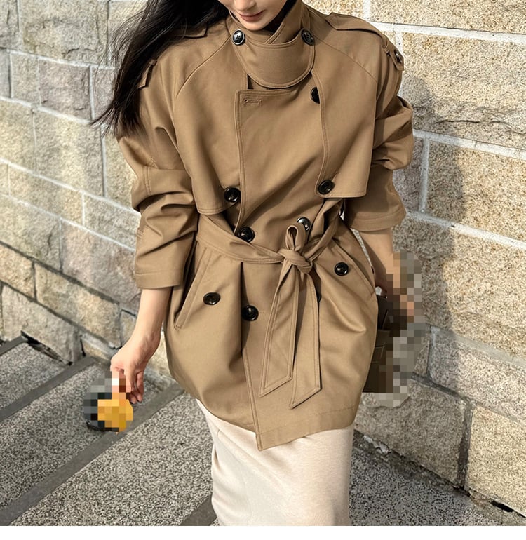 Jachetă scurtă anti-vânt pentru femei, cu rever și talie accentuată, uni alb sau negru, material poliester-viscose, toamna 2025, stil elegant pentru oraș