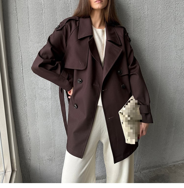 Jachetă scurtă anti-vânt pentru femei, cu rever și talie accentuată, uni alb sau negru, material poliester-viscose, toamna 2025, stil elegant pentru oraș