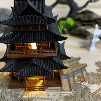 Ősi stílusú építészeti dísz világítással — tájkép modell, pavillon, víz- és szárazföldi akvárium, bonsai sziklakert
