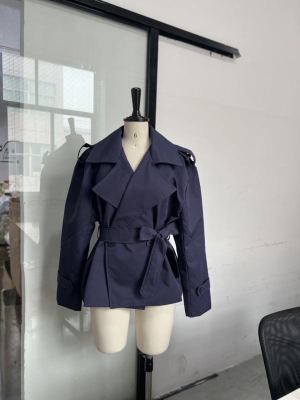 Palton scurt pentru femei, cu curea, culoare solidă, stil britanic, eleganță pentru deplasări la serviciu