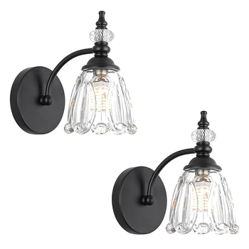 Retro kristalna zidna lampa sa zlatnim staklom - LED, metalna konstrukcija; pogodna za kupaonicu, spavaću sobu, uz krevet i hodnik.